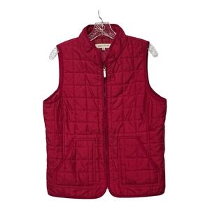 Jones New York‎ Sport Womens Quilted Vest Red Full Zip Pockets Size M
